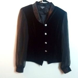 Dress Barn collection fake velor button down dress blouse.